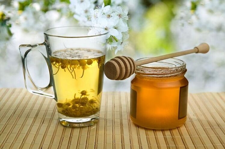 Chamomile decoction with honey for parasites. 